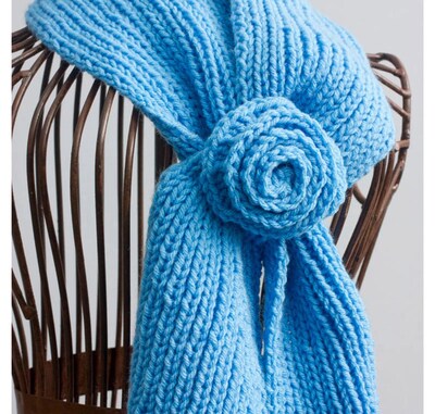 Hand Knit Key Hole Scarf, Keyhole Flower Scarf, Choose Colo - image4